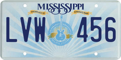 MS license plate LVW456