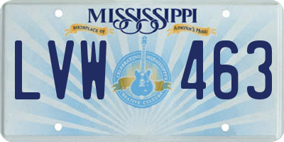 MS license plate LVW463