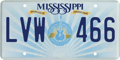 MS license plate LVW466