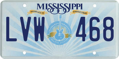 MS license plate LVW468