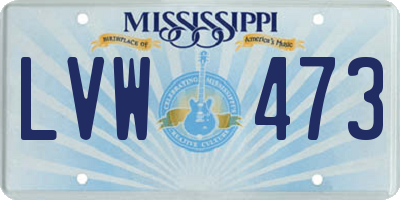 MS license plate LVW473