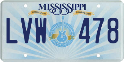 MS license plate LVW478