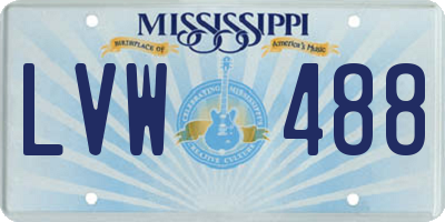 MS license plate LVW488