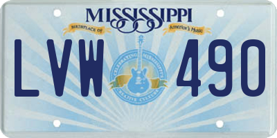 MS license plate LVW490