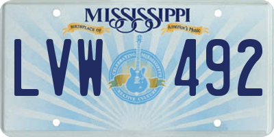 MS license plate LVW492