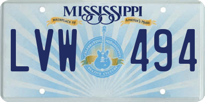 MS license plate LVW494