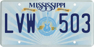 MS license plate LVW503