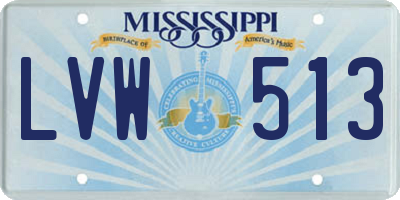 MS license plate LVW513