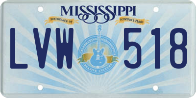 MS license plate LVW518