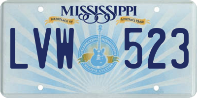MS license plate LVW523