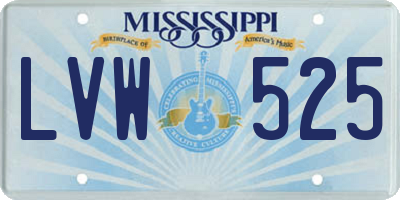 MS license plate LVW525