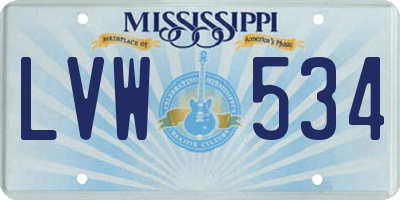 MS license plate LVW534