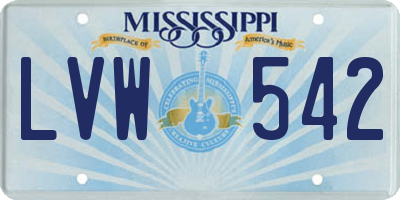 MS license plate LVW542