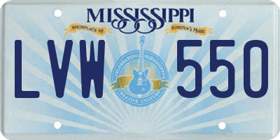 MS license plate LVW550