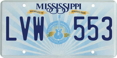 MS license plate LVW553
