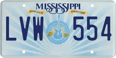 MS license plate LVW554