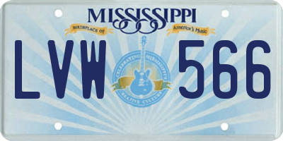 MS license plate LVW566