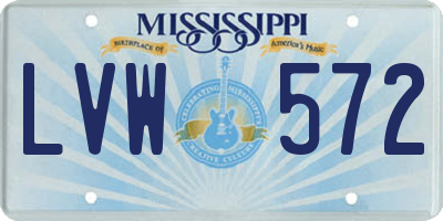 MS license plate LVW572