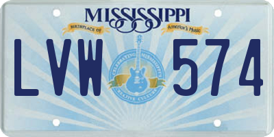 MS license plate LVW574