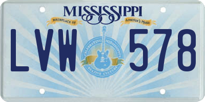 MS license plate LVW578