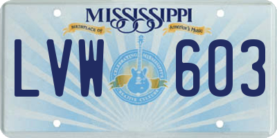 MS license plate LVW603