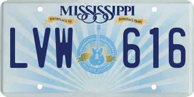 MS license plate LVW616