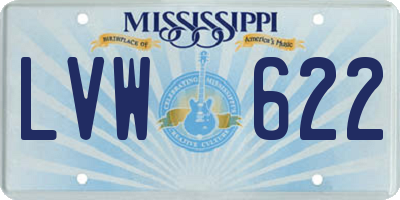MS license plate LVW622
