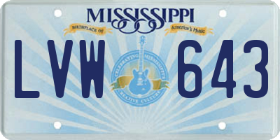 MS license plate LVW643