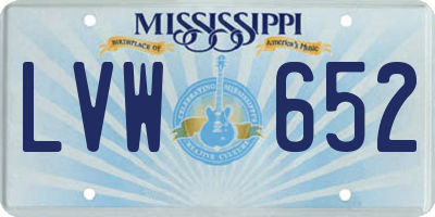 MS license plate LVW652