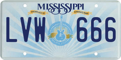 MS license plate LVW666