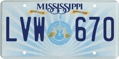 MS license plate LVW670