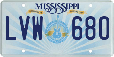MS license plate LVW680