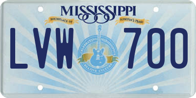MS license plate LVW700