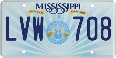 MS license plate LVW708