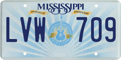 MS license plate LVW709