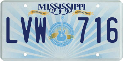 MS license plate LVW716