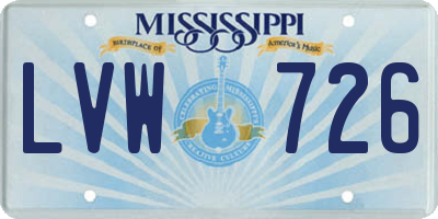 MS license plate LVW726