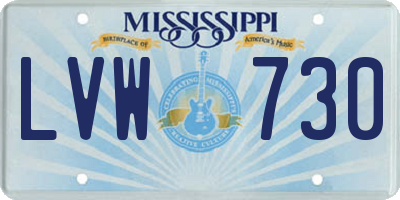 MS license plate LVW730