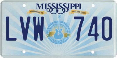 MS license plate LVW740