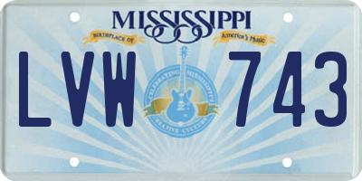 MS license plate LVW743