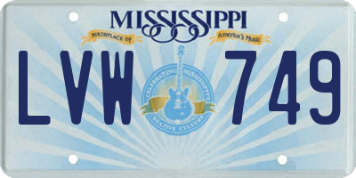 MS license plate LVW749