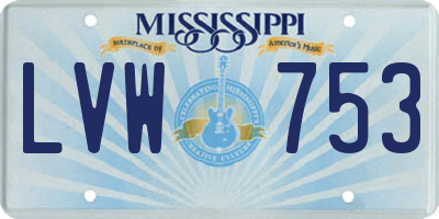MS license plate LVW753