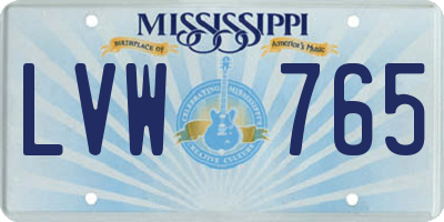 MS license plate LVW765