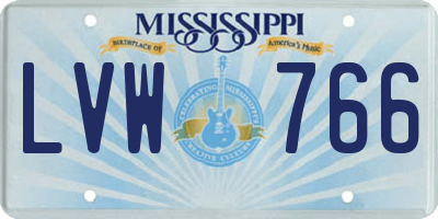 MS license plate LVW766