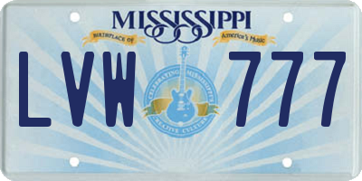 MS license plate LVW777