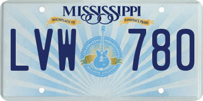 MS license plate LVW780