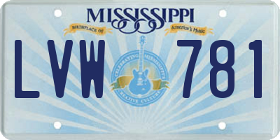 MS license plate LVW781