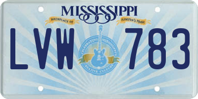 MS license plate LVW783