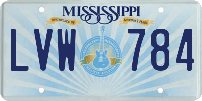 MS license plate LVW784