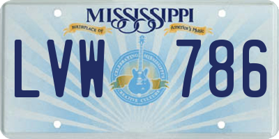 MS license plate LVW786